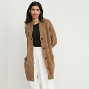 Jenni Kayne Cottage V Neck Cardigan Sweater Sz Small Lagenlook Luxury Tan